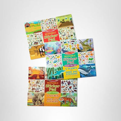 Melissa & Doug Reusable Sticker Pad Bundle - Jungle, Farm & Under The Sea
