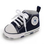 KKIIDDSS Unisex Baby Girls Boys Canvas High-top Shoes, Newborn Infant Anti-Slip Soft Sole Frist Walking Sneakers (A03/Blue,0-6 Months
