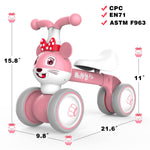 YGJT Baby Balance Bike for 1 + Year Old Boy and Girl, Indoor Outdoor Non-Pedal Baby Walker Toys for 10-36 Months Toddlers, Silent Wheels, 1st Birthday Gift, Kids First Bike Pink Mouse