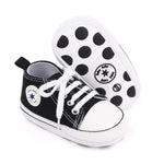 KKIIDDSS Unisex Baby Girls Boys Canvas High-top Shoes, Newborn Infant Anti-Slip Soft Sole Frist Walking Breathable Sneakers (A01/Black Rubber Sole,6-12 Months)