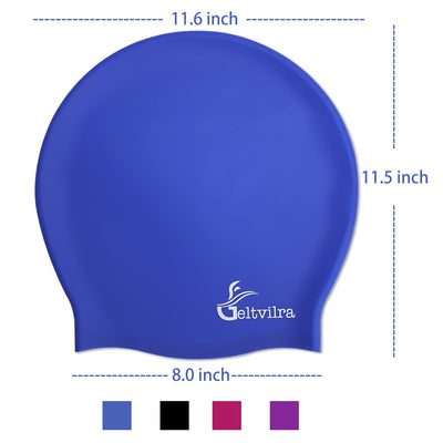 Extra Large Swim Cap for Braids and Dreadlocks Women Men Silicone Swimming Cap for Long Thick Curly Weaves Afro Hair Extensions (Black, Purple)