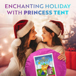 Playz 5-Piece Princess Castle Girls Pop Up Play Tent & Dress Up Costume Bundle - Playhouse Gift for Girls & Toddler for Indoor & Outdoor Use with Pink Fairy Tale Carrying Bag & Glow in The Dark Stars