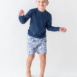 RUGGEDBUTTS Boys UPF50+ Sun Protection Fruits & Florals Swim Trunks - Neon Blue Pineapples, 3T