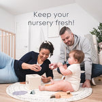 Diaper Genie Compact Pail Includes 1 Starter Square Refill That can Hold up to 165 Newborn-Sized Diapers.