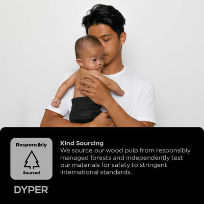 DYPER - Charcoal Enhanced Day & Overnight Disposable Baby Diapers - Made with Plant-Based* & Honest Ingredients, Hypoallergenic for Sensitive Skin - Size 1, (240 Count)