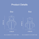 POTATO Glass Baby Bottles, Anti-Colic Breastfeeding Bottles with Medium Flow Nipple, Suitable for Babies 3-6 Months, 2 Replaceable Nipples, 6 oz, Blue