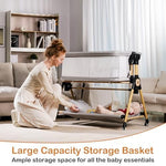 kingobabys 3 in 1 Baby Bassinet,Bedside/Rocking Bassinet for Baby,Bedside Crib with Lockable Wheels,Waterproof Mattress,Adjustable 6 Heights,Portable Bassinets Bedside Sleeper for Newborn Infant