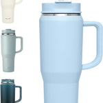 40 oz Tumbler with Handle, Insulated Tumblers with Lid and Straw, Large Metal Sports Water Bottle Jug, Thermal Stainless Steel Travel Coffee Mug Cup, Black