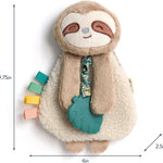 Itzy Ritzy - Itzy Lovey Including Teether - Baby Lovey with Teether, Textured Ribbons & Dangle Arms - Features Crinkle Sound, Sherpa Fabric and Minky Plush (Sloth)