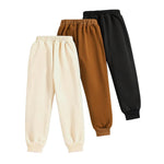 Nivne Tco Toddler Boys Jogger Sweatpants Kids Active Pants with Dinosaur Pattern & Decorative Bow 3 Pack Athletic Pants Set (US, Age, 3 Years, Khaki Beige+Brown+Black)