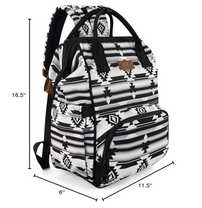Wrangler Aztec Backpack Organized Daypack Travel Baby Bag with Stroller Strap and Side Bottle Pockets