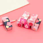 3 Pcs Pink Lovely Cherry Blossoms Rubber Erasers of Sakura Petal Sketch Painting Pencil Correction Tool School Office Stationery Supply Standard Pencil Erasers