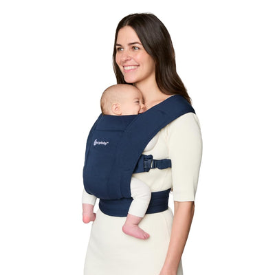 Ergobaby Embrace Newborn Baby Carrier for Infants 0-12 Months (7-25 lbs) - Ergonomic 2-Position Infant Carrier with Head and Neck Support, Hip-Healthy Positioning - Midnight Blue