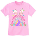 Toddler Boys Girls Easter Shirt Rainbow Bunny T-Shirts Kids Short Sleeve Rabbit Graphic Tees Girls Tops 5T