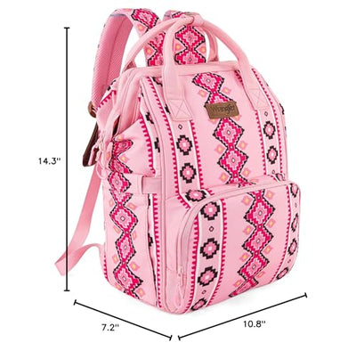 Montana West x Wrangler Diaper Bag Backpack Aztec Travel Backpack Purses Western Multi-Function Baby Bags for Mom with Waterproof Insulated Pockets