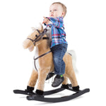 Rocking Horse Plush Animal on Wooden Rockers with Sounds, Stirrups, Saddle & Reins, Ride on Toy, Toddlers to 4 Years Old by Happy Trails - Brown