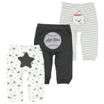 Unisex Newborn Baby Cotton 3-Pack Pants Embroidery Pringting Casual Leggings 0-24 Months for Boys and Girls