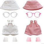 17cm Doll Clothes – 6-Piece Set, Hat + Overalls + Shirt + Camera + Glasses + Shoes, Cute and Premium Dolls Outfit Accessories (Black)