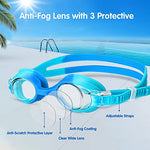 Starweh Kids Swim Goggles, 2 Pack Swimming Goggles No Leaking Anti Fog Kids Goggles for Boys Girls(Age 6-14), Blue & Yellow