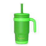 Tronco 14 oz Kids Insulated Tumbler with Handle & Spill Resistant Flexible Straw, BPA-Free Stainless Steel Toddler Cups with Lids, Splash-Proof Kid Drinking Cup Travel Mugs, Easy to Clean