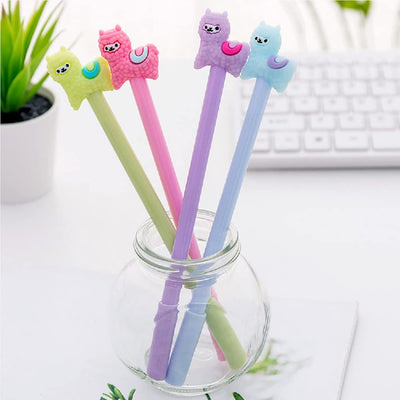 Shuiniba Cartoon Animal Sheep Alpaca Llama Gel Pen, Neutral Pens, Cute Colorful Rollerball Pens for School Office Writing Supplies Stationery Gift, Black Ink, 0.38mm Ball Point - 4PCS