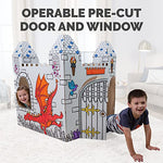 Bankers Box at Play Color in Castle Playhouse, Cardboard Playhouse and Life Size Craft Activity for Kids and Families