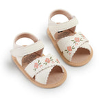 hitoddler Baby Girls Sandals Infant Classic Embroided Wedding Dress Summer Shoes Closed Toe Beach Sandals Newborn Crib Shoes First Walkers Prewalkers