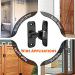90/180 Degree Barn Door Lock, Small Flip Gate Latches Hardware, Door Security Sliding Door Latch Lock fo Cabinets, Barn Door, Bathroom, Gardenr Doors (Black-2Pcs)