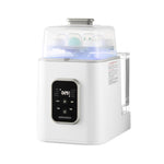 White humidifier with digital display on a white background