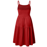 GINKANA Maternity Dresses Adjustable Spaghetti Strap Dresses Solid Sleeveless Cami Dress Knee Length Daily Wearing for Pregnant Woman,Red,S
