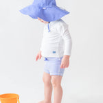 RUGGEDBUTTS Boys' Swim Shorties, Periwinkle Blue Seersucker, 6-12m