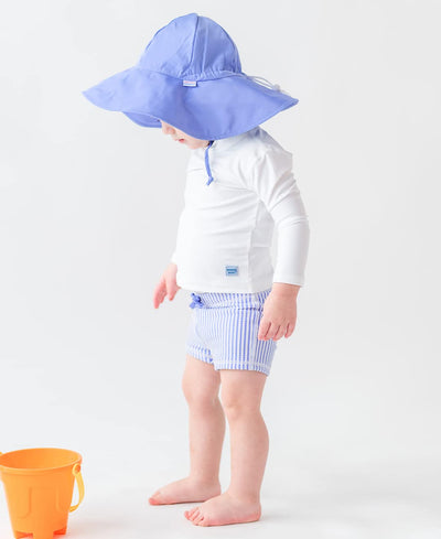 RUGGEDBUTTS Boys' Swim Shorties, Periwinkle Blue Seersucker, 6-12m