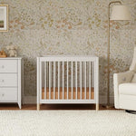 Babyletto Gelato 4-in-1 Convertible Mini Crib in White and Washed Natural, Greenguard Gold Certified