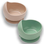 EKOSELA-Silicone Suction Scooper Bowl - High Edge for Self Feeding 2SET (Light Green + Beige)