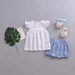 EISHOW Infant Baby Soft Ruffle Shorts Bloomers Toddler Boy Girl Solid Cotton Linen Blend Basic Bottom Cute Loose Harem Shorts (0-6 Months, D-Blue)