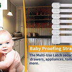 6 Pack Vmaisi Multi-Use Adhesive Straps Locks - Childproofing Baby Proofing Cabinet Latches for Drawers, Fridge, Dishwasher, Toilet Seat, Cupboard, Oven,Trash Can, No Drilling (White) (6)
