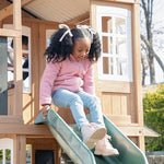 KidKraft Cliffbrook Wooden Outdoor Two-Story Playhouse with Slide