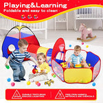 GeerWest 3 in 1 Kids Play Tent for Toddler with Baby Ball Pit and Play Tunnel, Children Indoor Outdoor Playhouse with Climbing Tunnel Toy for Toddlers, Boys and Girls Best Birthday Gifts
