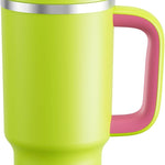 40 oz Tumbler with Handle and Straw: Stainless Steel Insulated Tumbler Keeps Cold for 24 Hours, Leakproof Travel Cup Fits in Cup Holder and BPA-Free, Cotton Candy