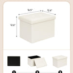 B FSOBEIIALEO Folding Storage Ottoman, Faux Leather Footrest Seat Coffee Table Toy Chest Kids, White 16.5"x12.6"x12.6"