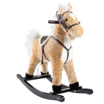 Rocking Horse Plush Animal on Wooden Rockers with Sounds, Stirrups, Saddle & Reins, Ride on Toy, Toddlers to 4 Years Old by Happy Trails - Brown
