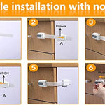 12 Pack Vmaisi Multi-Use Adhesive Straps Locks - Childproofing Baby Proofing Cabinet Latches for Drawers, Fridge, Dishwasher, Toilet Seat, Cupboard, Oven,Trash Can, No Drilling (White) (12)