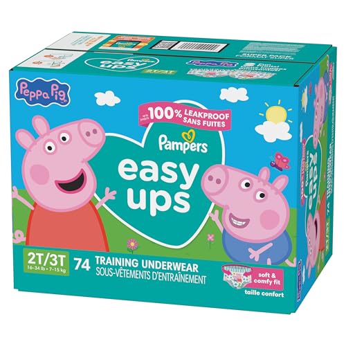 Pampers Training Pants - Easy Ups Girls & Boys - Size 2T-3T, 74 Count, Peppa Pig Potty Underwear (Packaging May Vary)