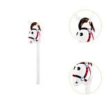 pistro Hobby Horse Stick Toy for Horse Themed Party - Portable Creative Wooden Stick Horse for Kids Pretend Play- White Red Head
