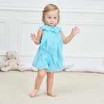 WZSYGDTC 0-24 Months Baby Party Dress Infant Girls One-Piece Romper Jumpsuit (Blue, 6-9 Months)