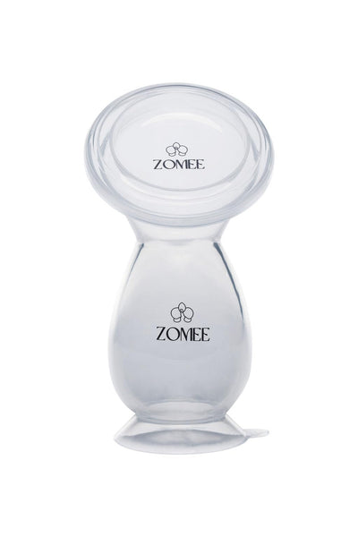 Zomee Manual Breast Pump Silicone Milk Collector – Hands-Free Milk Collection Bottle for Breastfeeding Moms – BPA-Free, Leak-Proof, Spill-Proof Design - Portable & Easy to Clean – 4oz Capacity