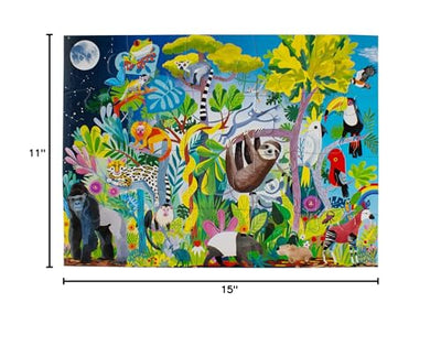 eeBoo 20 Piece Jigsaw Puzzle - Rainforest Life Children's Puzzle Animals & Nature Themed, Large Pieces for Small Hands to Develop Motor Skills