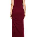 Smallshow Women's Split Long Maternity Dress Sleeveness Ruched Pregnancy Clothes Medium Wine