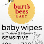 Burt’s Bees Baby Wipes, Unscented Natural for Sensitive Skin with Aloe and Vitamin E - 72 Baby Wipes – 10 Pack