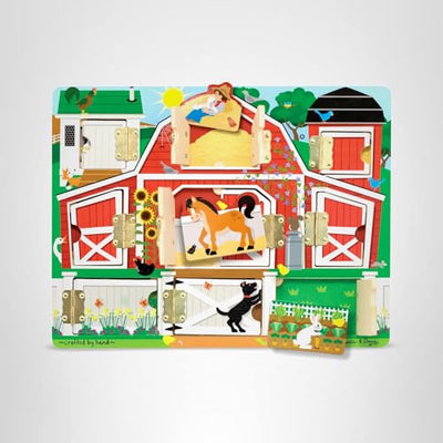 Melissa & Doug Hide and Seek Farm Wooden Activity Board with Barnyard Animal Magnets